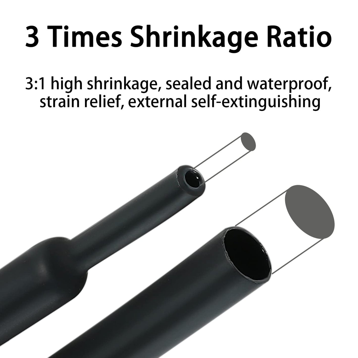 3:1 Ratio Heat Shrink Tubing Roll Adhesive Lined Industrial Marine Grade Dual Wall Heat Shrink Tube Waterproof and Sealed Black (3/4 inches(19.1 mm), 30 Feet)
