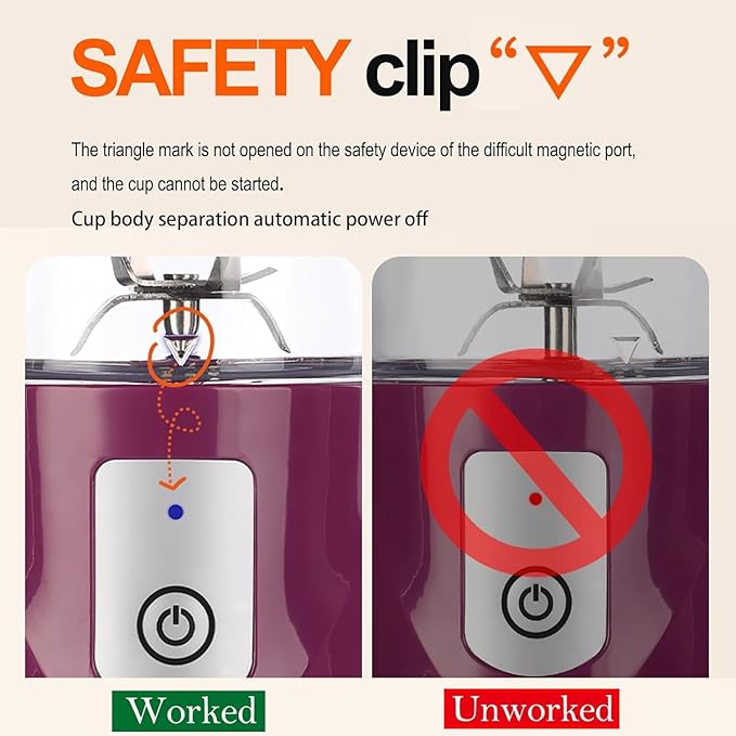 Portable Personal Blender,13OZ Cordless Juicer Cup,Serrated 6 Blade,with Filter,USB Rechargeable and Self Cleaning,Ideal for Smoothies,Ice Blending,Juicing,Mini Blender for Travel Sports Outgoing