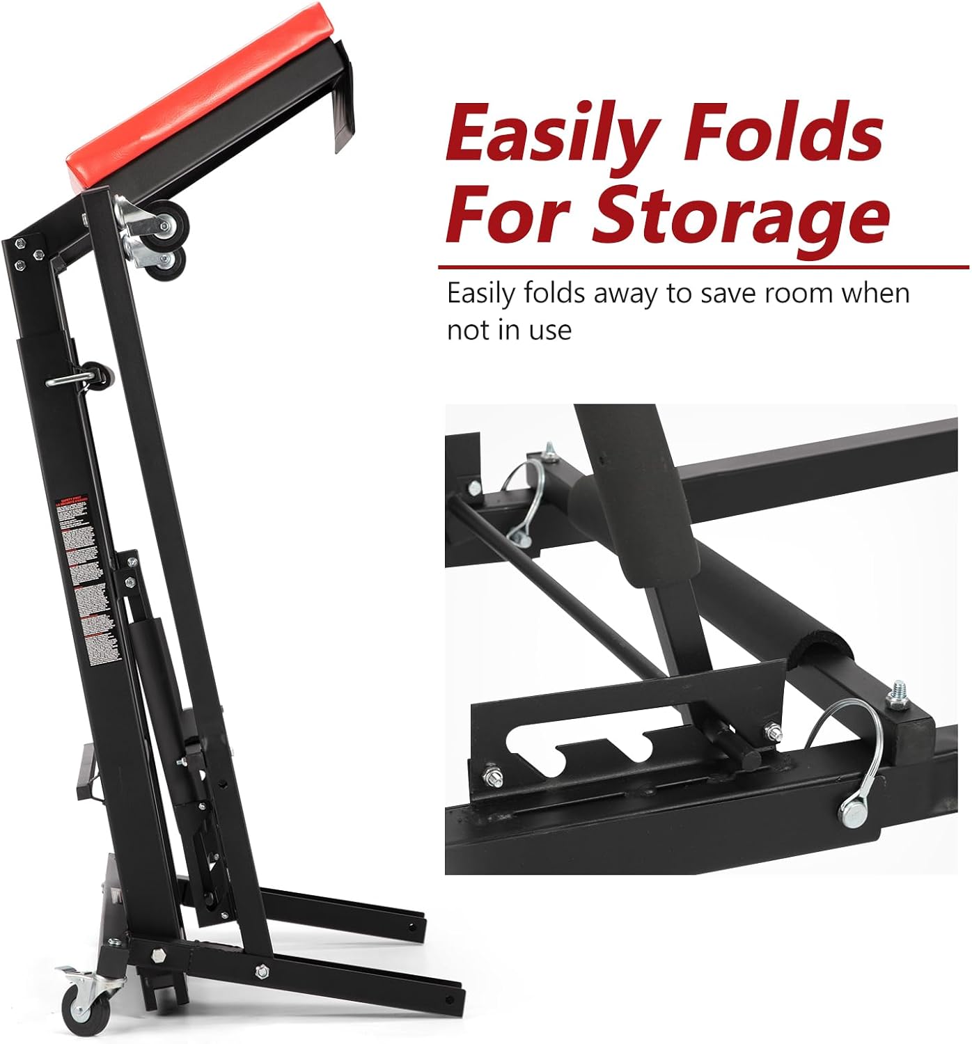 BUNKER INDUST Automotive Engine High Top Creeper Workstation Shop Mechanic | Adjustable Height | | Foldable | | 400 LBS Capacity |