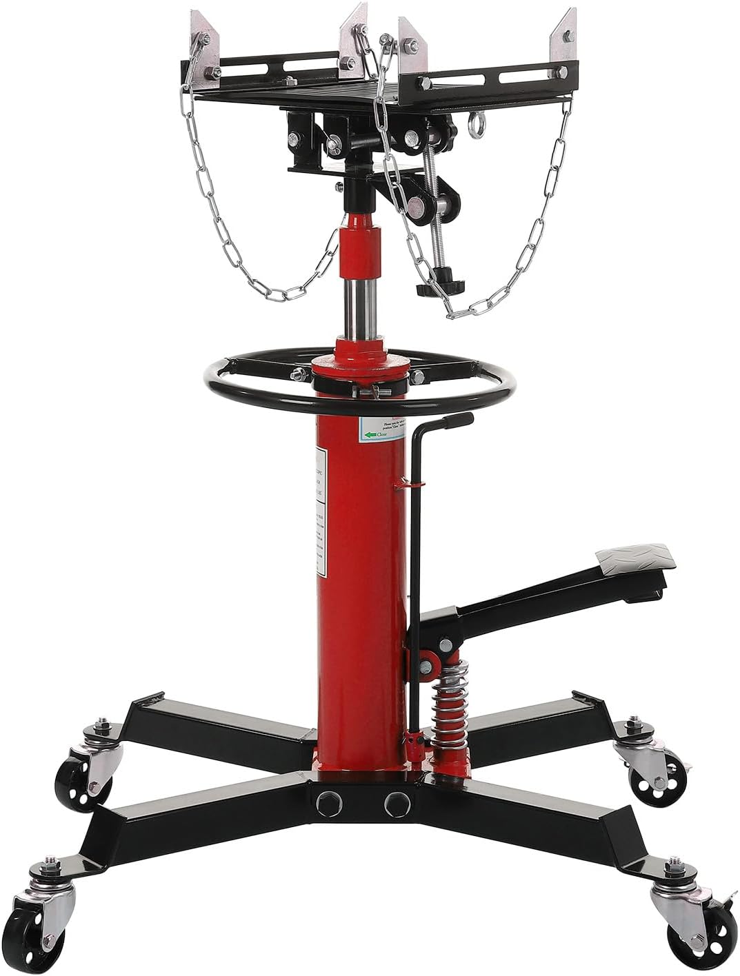 Hydraulic Transmission Jack 1100 Lbs (1/2 Ton) Capacity 33.8"-72.8" Lifting Height 2 Stage Hydraulic Telescoping Jack, Trans Jack Stand Heavy Duty with Foot Pedal and 360° Swivel Wheel, Red