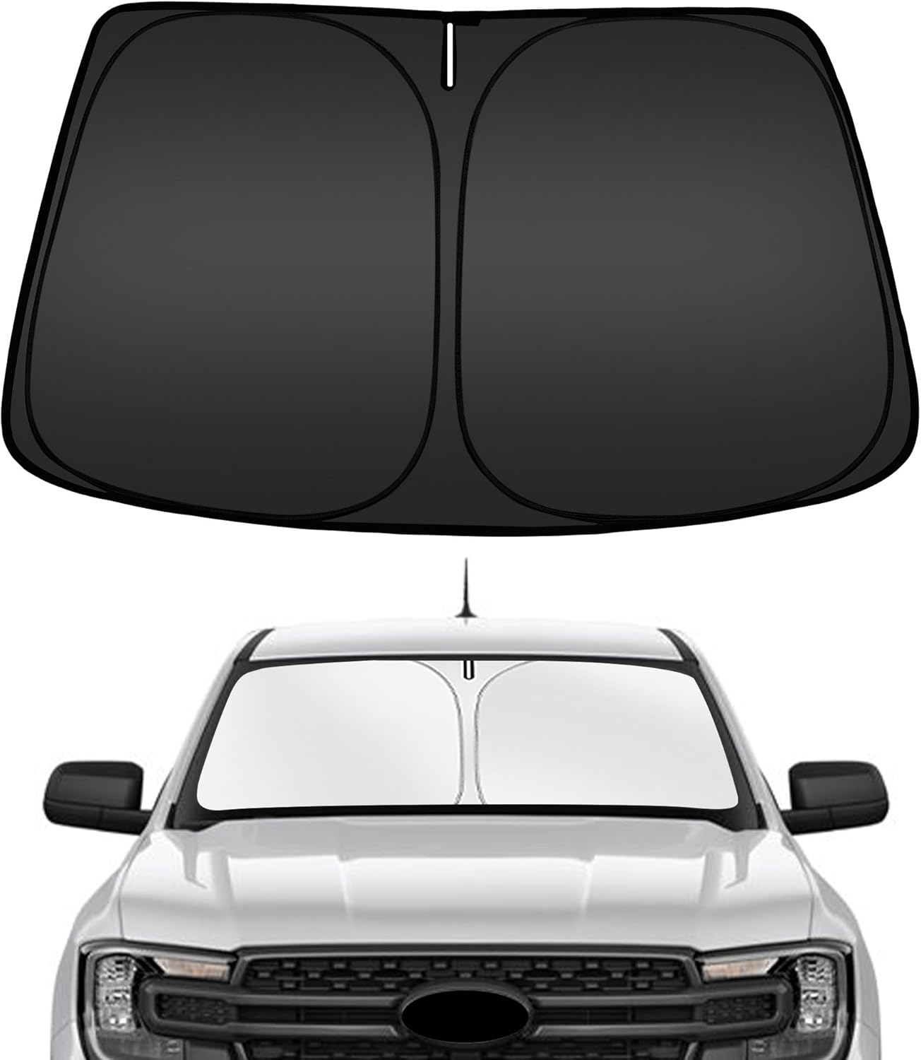 ARISMOTOR Windshield Sun Shade for Ford Ranger 2019-2025 2026, Custom Fit Foldable Front Window Sunshade Sun Visor Protector, Block UV Rays Keep Your Car Cooler