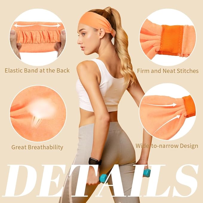Dreamlover Workout Headbands for Women Athletic, Sweatbands, Sports Headbands for Exercise, 6 Pieces