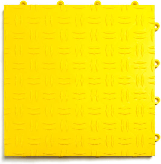 Big Floors GarageTrac Diamond, Interlocking Non-Slip Garage Flooring Tile, Durable, Modular, Heavy-Duty Copolymer, Easy Install (Yellow, 24 Pack of 12 x 12" Tiles)
