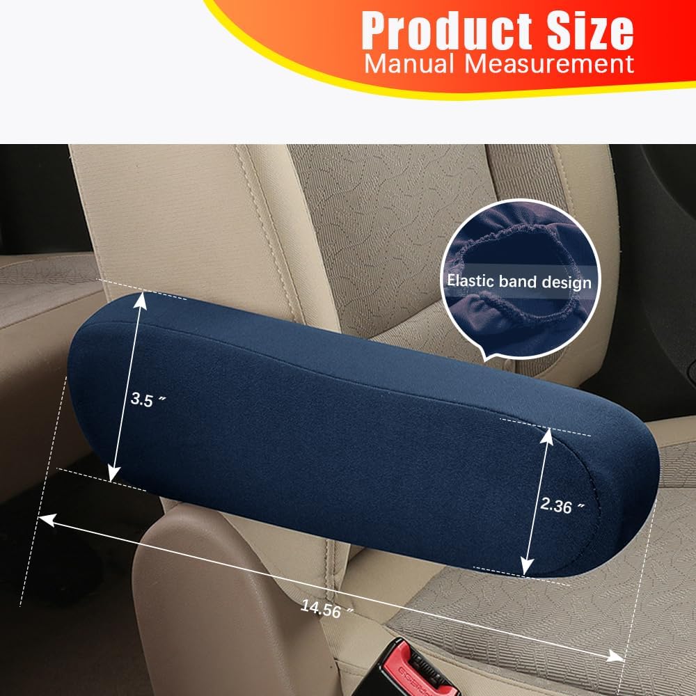 2PC Car Front Seat Armrest Covers,Universal Size Seat Arm Rest Cover,Flat Cloth Fabric Armrest Cover,Car Interior Accessories(Navy Blue,1Pair)