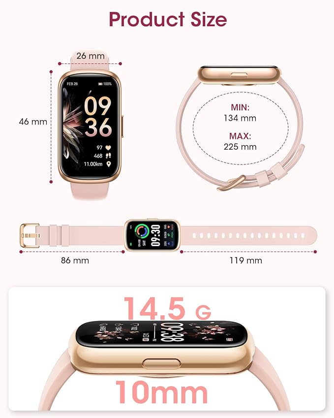 Health Fitness Tracker for Women Men: 24H Heart Rate Monitor Activity Trackers Blood Oxygen Sleep Step Calorie Tracking 5ATM Waterproof Fitness Smart Watches for Woman Compatible with iPhone Android