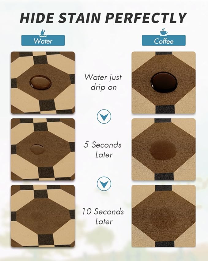 AMOAMI Coffee Mat Hide Stain Rubber Backed Absorbent Dish Drying Mat for Kitchen Counter - Fits Under Coffee Maker or Machine - 16X24