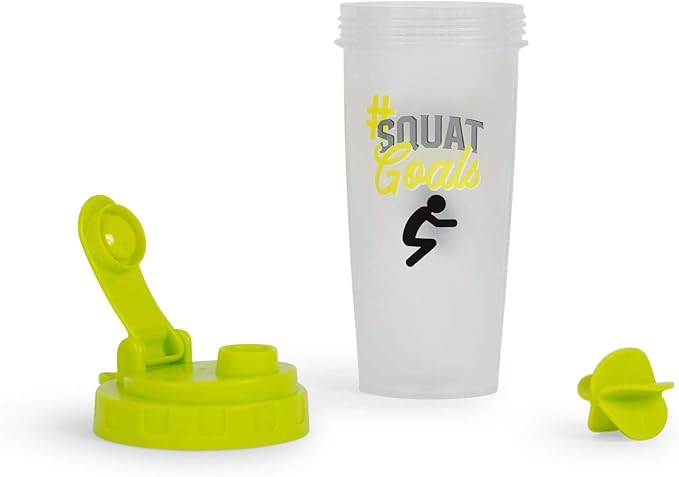 Toynk #SquatGoals Plastic Shaker Bottle | 20-Ounce BPA-Free Drink Mixer for Protein Shakes and Smoothies | Portable Blender Bottle with Blending Ball | Fitness Drinkware for Gym, Travel, and Workouts