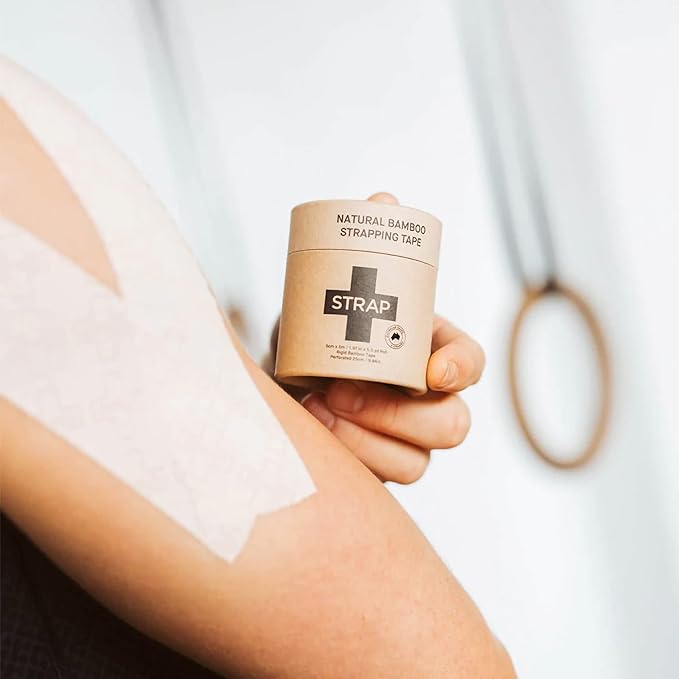 STRAP Natural Bamboo Body Tape - Biodegradable, Non Toxic, and Sustainable - Athletic Sports Medical Skin Wrap - 1.97 Inch X 5-1/2 Yard STRNACT, 1 Ct