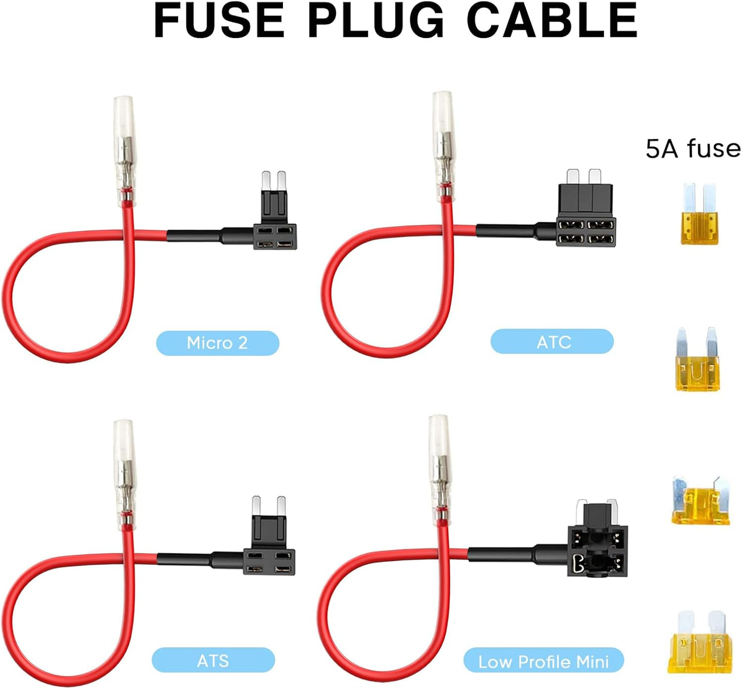Radar Detector Rearview Mirror Rod Mounting Bracket and Radar Direct Power Cord Hardwired Kit and Fuse Tap(for Cobra Radar Models)