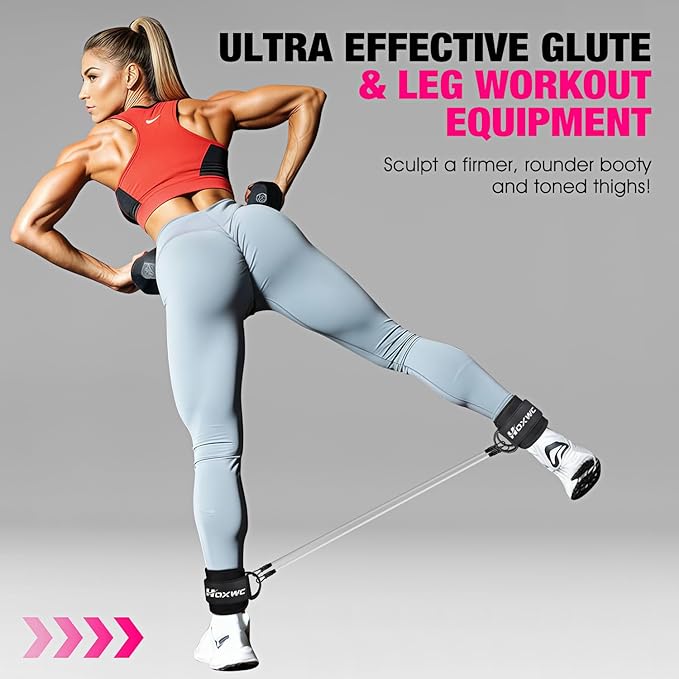 Ankle Resistance Bands with Cuffs, Ankle Bands for Working Out, Ankle Resistance Band for Leg, Booty Workout Equipment for Kickbacks Hip Fitness Training, Exercise Bands for Butt Lift Women