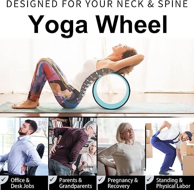Yoga Wheel for Back Pain Relief, Back Roller Wheel with Extra Cushion, Wider & Thickest Foam, Stretches and Strengthens Core Muscles
