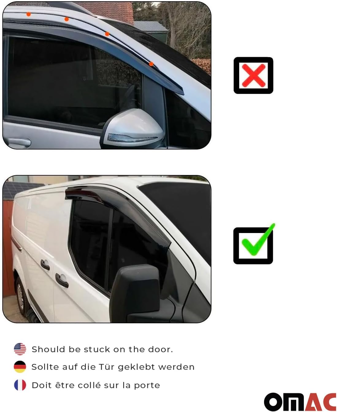 OMAC Window Visor Vent Rain Guard Deflector for Mercedes Metris 2016-2024 Smoke 2X