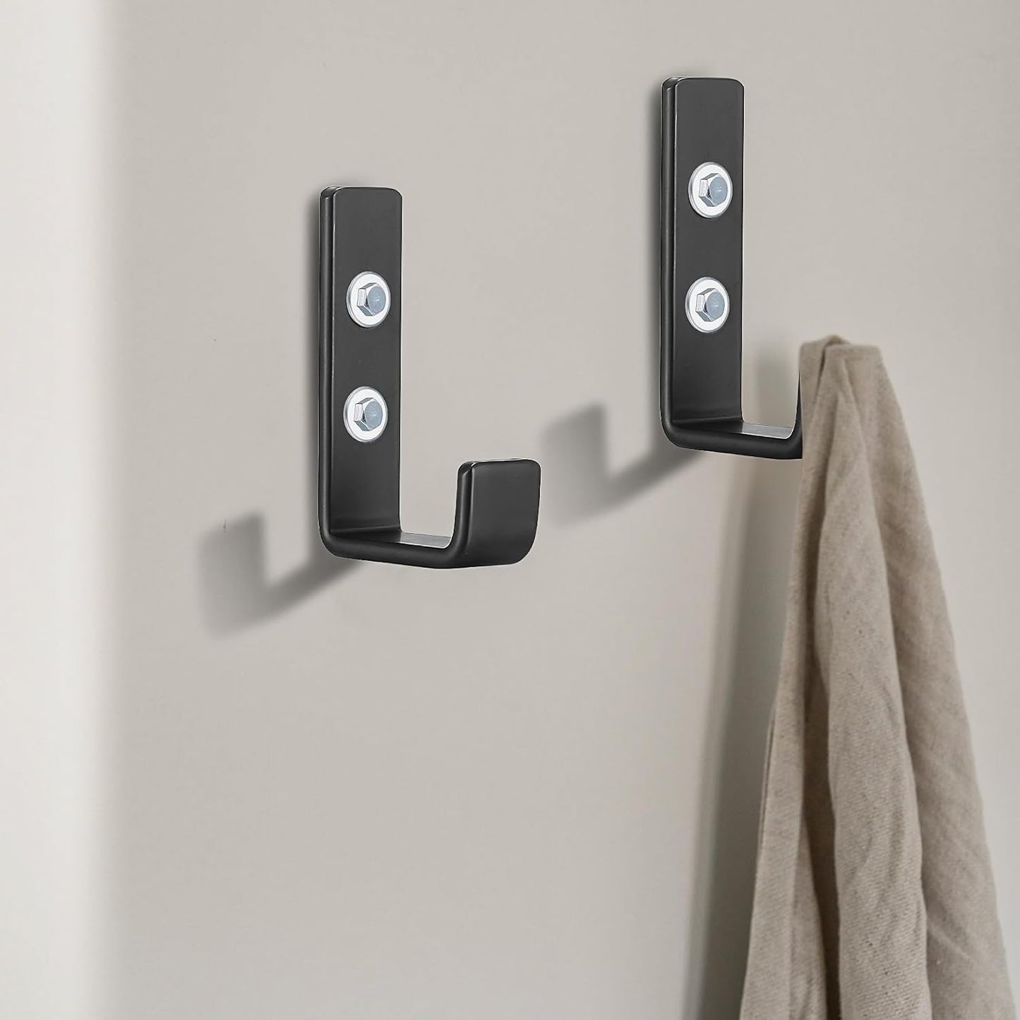 Heavy Duty Garage Hooks for Hanging, 4pcs Black Garage Storage Wall Mount J Hook Heavy Duty, J Utility Hooks for Extension Cord Tool Cable, Clothes, Keys Hook (4Pcs)