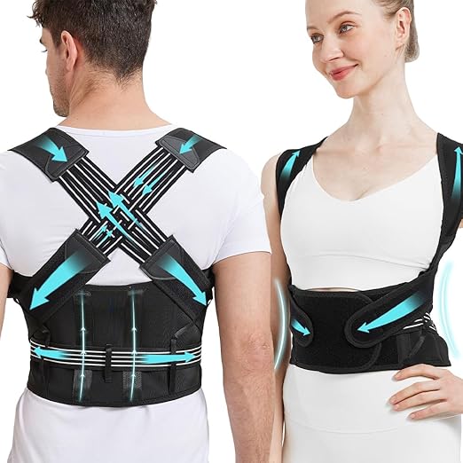 Back Brace Posture Corrector for Women and Men, Upgraded Full Back Brace Support, Adjustable Shoulder Back Support, Upper and Lower Back Pain Relief - Scoliosis, Hunchback, Hump, Thoracic, Spine Corrector (Large)