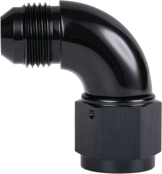 90 Degree 8AN Male to 8AN Female Swivel Full Flow Fitting Adapter Coupler Aluminum Black