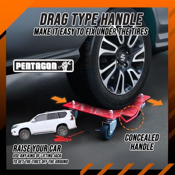 Car Wheel Dolly Set of 4 - 16x12” Heavy Duty Antiskid Car Dolly Tire Skates with 6000lb Capacity - 360 Degree Rotatable Wheel Dollies for Cars, Trucks, Trailers, Motorcycles or Boats