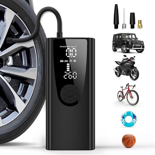 Tire Inflator Portable Air Compressor/Pump for Car Tires w/Digital Tire Pressure Gauge - Air Compressor (120 PSI) - Motorcycle, Electric Bike Pump and Bicycle Pump w/LED Light