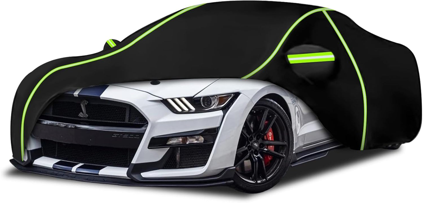 6 Layers Full Car Cover for 1994-2024 Ford Mustang GT/Shelby/Cobra/Bullitt/ECOBOOST,Waterproof All Weather PEVA Adding Cotton Protection with Door Zipper & Storage Bag