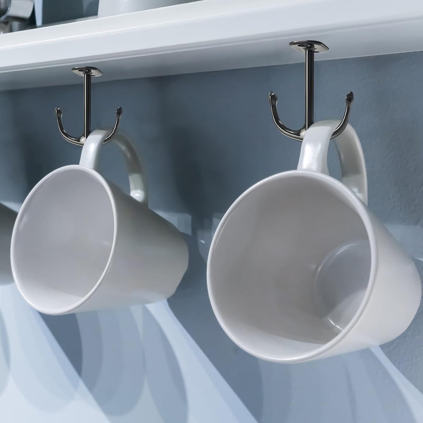 Anchor Two Prong Ceiling Hook for Closet Top Bathroom Kitchen Cabinet Garage Pack of 8 (Black)