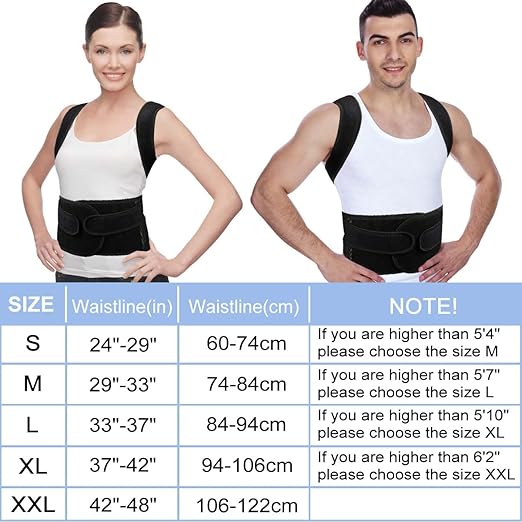 Back Brace Posture Corrector for Women Men -Adjustable and Breathable Support Scoliosis for Waist - Improve Back Posture for Body Correction and Lumbar Support S(24"-29")