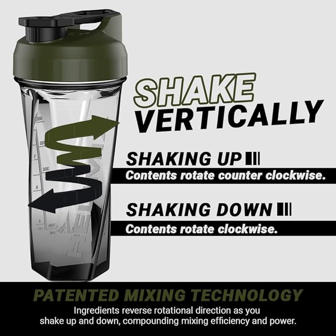 HELIMIX 2.0 Vortex Blender Shaker Bottle Holds upto 28oz | No Blending Ball or Whisk | USA Made | Portable Pre Workout Whey Protein Drink Shaker Cup | Mixes Cocktails Smoothies Shakes | Top Rack Safe