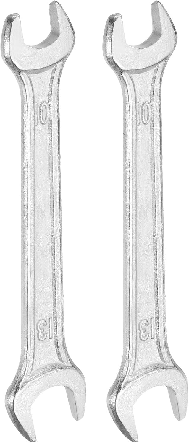HARFINGTON 2pcs Double Open End Wrench 10mm x 12mm Metric 15 Degree Offset Angle Small Flat Head Wrench Galvanizing Open Ended Spanner for Automotive Repair Furniture Assembly