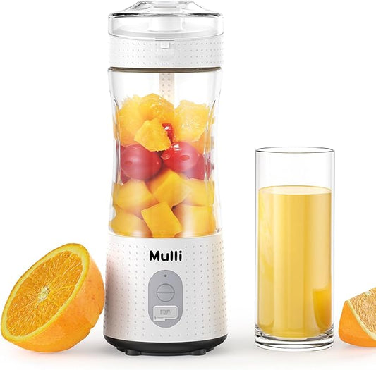 ‌Mulli Pro-Grade Personal Blender 18K RPM - USB-C Rechargeable Ice Crusher, Travel Blender for Gym Camping Baby Food, 13oz BPA-Free with Flip-Top Lid (FCC/CE Certified)