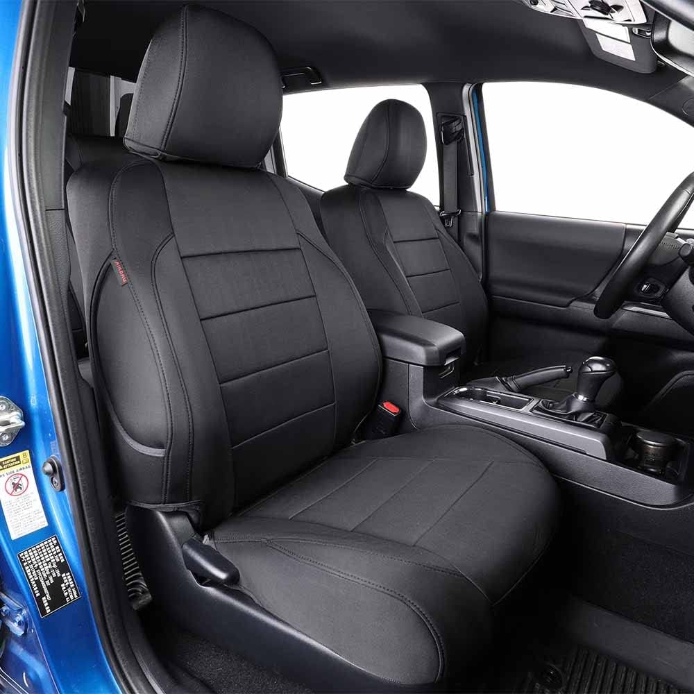 EKR Custom Fit Tacoma Neoprene Car Seat Covers for Select Toyota Tacoma 2012 2013 2014 2015 (Regular Seats)- Full Set,Neoprene (Black)