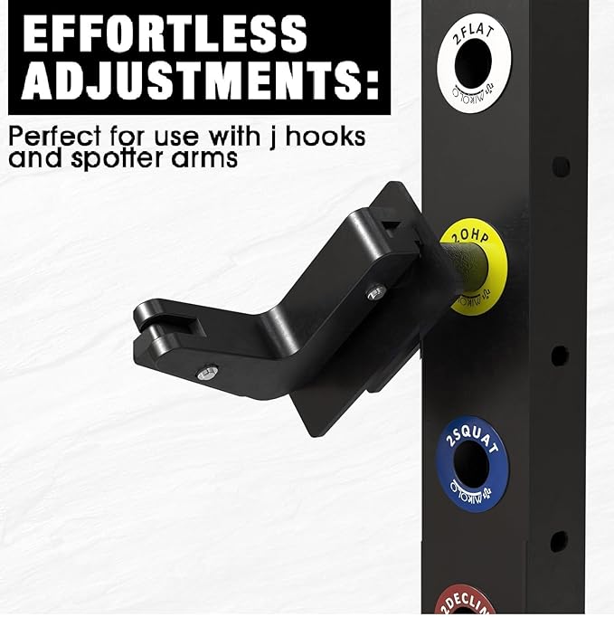 Mikolo Squat Rack Magnetic Position Markers - Power Cage Attachment, for J-Hooks and Spotter Arms (1" Holes)