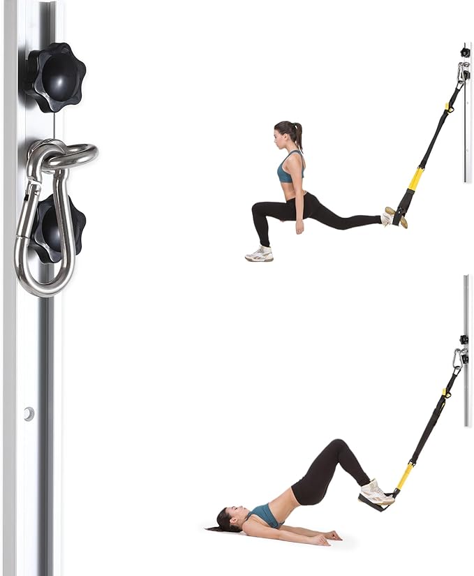 Resistance Band Wall Anchor,Gym Resistance Bands,djustable Workout Wall Anchor System,for Resistance Band Exercises,with 2 Rail and 2 Rail Car,Easy Installation(double set,No Resistance Bands)
