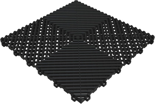 Durable Polypropylene Interlocking Modular Garage Floor Tiles, Versatile Interlocking Floor Tiles, 15.7'' x 15.7'' x 0.7''(Thickness) Flooring Tile(20 Pack), Black