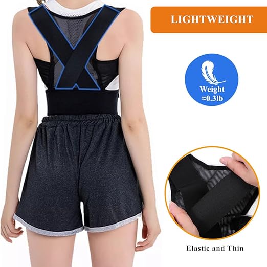 WEEOATAR Posture Corrector,Upper Back Brace Easy to Use,Highly Elastic Posture Trainer,Adjustable Back Straightener Brace,Posture Corrector Strap for Adults and Kids(Black,XL)