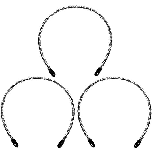 Mens Metal Headband, Unisex Black Headbands for Women, Hair Bands for Women's Hair, Adjustable Metal Headband For Outdoor Sports And Daily Wear. (3 Pcs)
