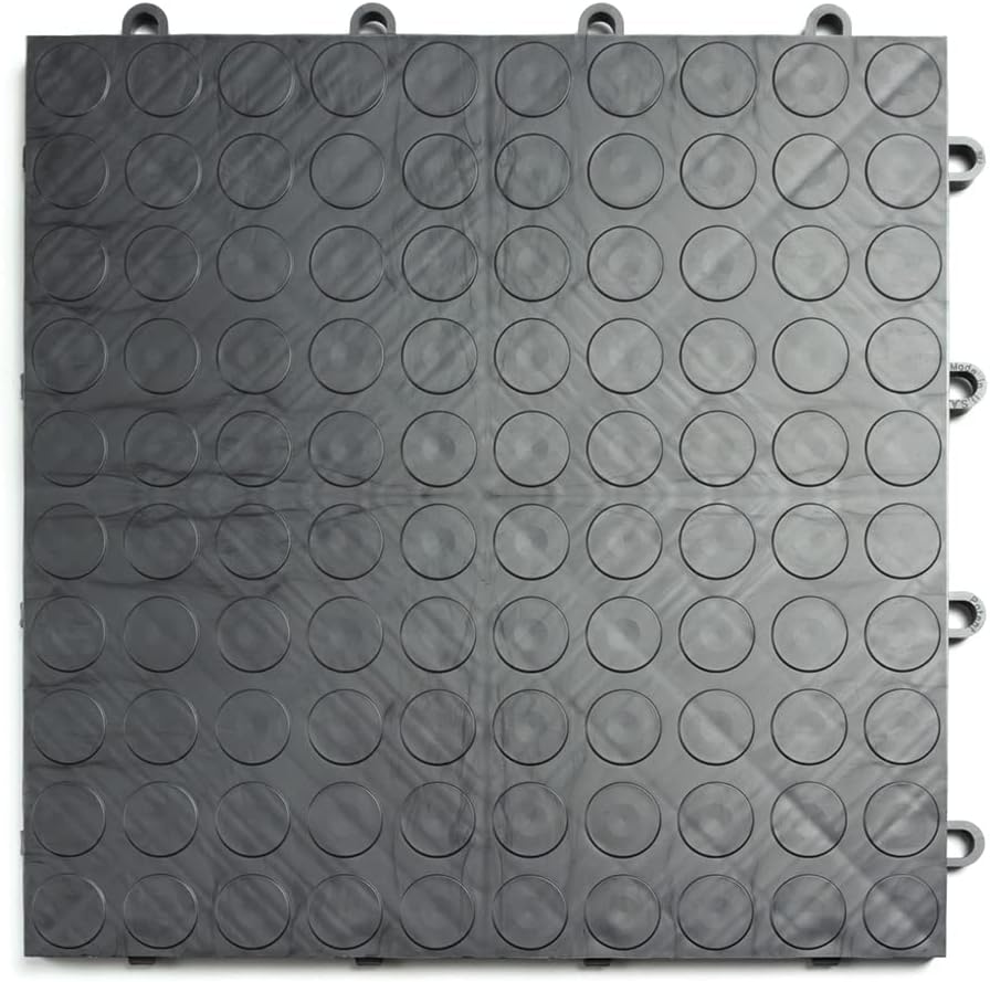Big Floors GarageDeck Coin Pattern, Durable Copolymer Interlocking Modular Non-Slip Garage Flooring Tile (Graphite, 12 Pack of 12 x 12" Tiles)