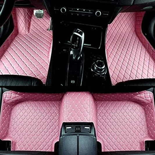Custom All-Weather Protection Luxury Leather Floor Mats for Cars SUVs Trucks According Anti-Slip Leather Floor mats ﻿ (12,Pink)