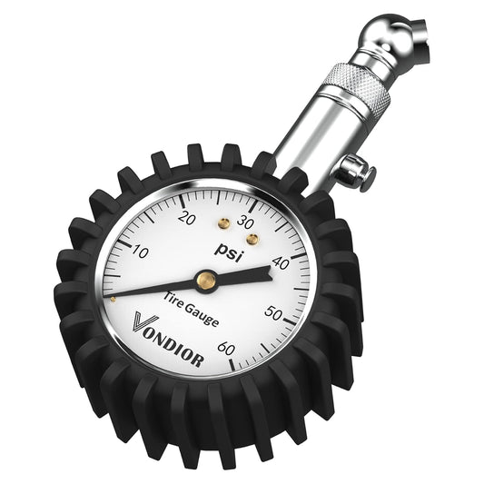Tire Pressure Gauge - (0-60 PSI) Heavy Duty, Certified ANSI Accurate with Large 2 Inch Easy to Read Glow Dial, Low - High Air Pressure Gauge. Tire Gauge for Car and Trucks Tires by Vondior