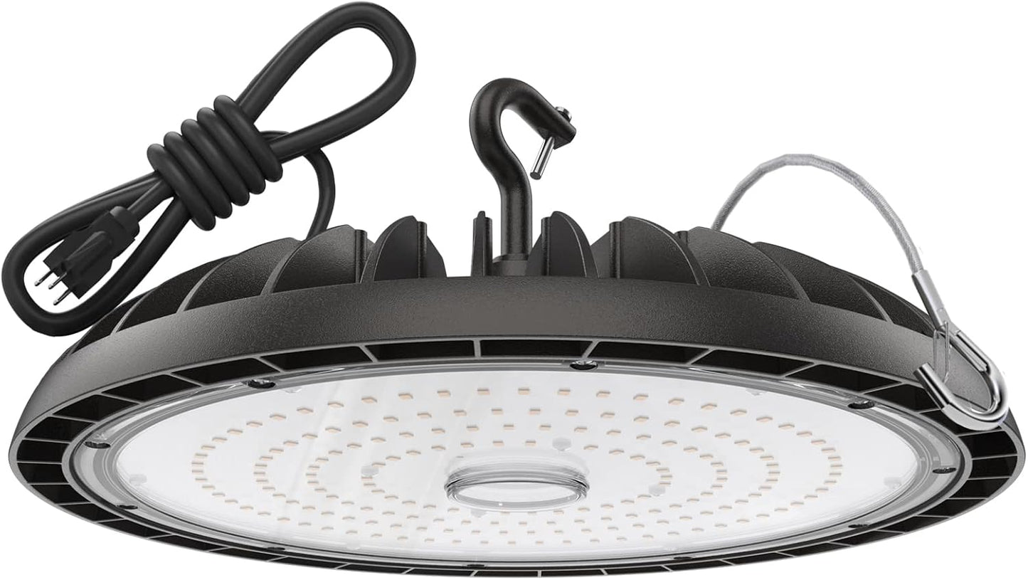 LED High Bay Light 200W, 30000LM 5000K Bright UFO High Bay Light [800W MH/HPS Eqv.] with 5' Cable US Plug, 100-277V ETL Listed Bay Lighting for Shop Garage Barn Warehouse