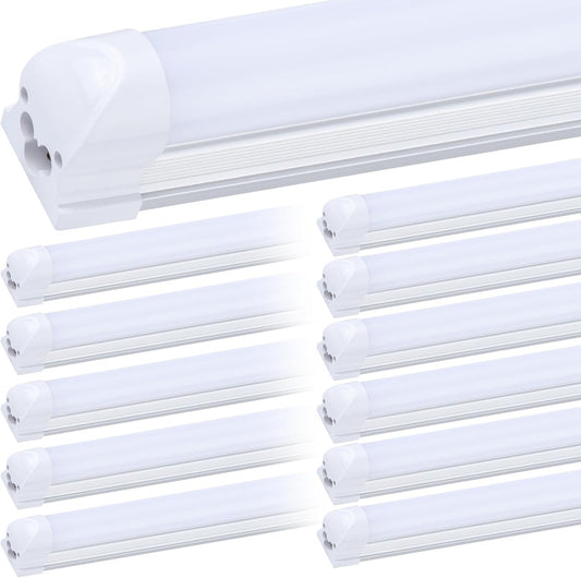 (12-Pack), 8FT LED Shop Light Fixture, Super Bright 100W 6000K Cold White 15000LM, 8 Foot Led Lights, Flat 2 Rows Flat Shape 96" LED Shop Lights,Linkable T8 LED Tube Lights for Garage Warehouse