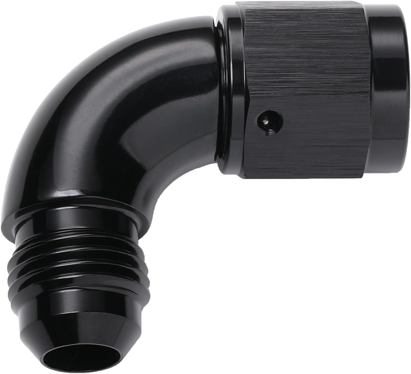 90 Degree 6AN Male to 6AN Female Swivel Full Flow Fitting Adapter Coupler Aluminum Black