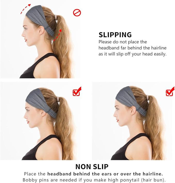 Dreamlover Workout Headbands for Women Athletic, Sweatbands, Sports Headbands for Exercise, 6 Pieces