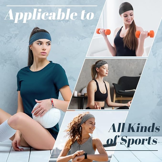 Dreamlover Workout Headbands for Women Athletic, Sweatbands, Sports Headbands for Exercise, 6 Pieces