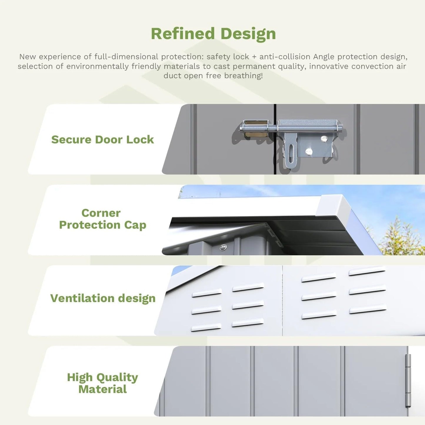 Greesum 6×4FT Outdoor Storage Shed, Metal Patio Storaged Sheds with Lockable Doors, Sheds & Outdoor Storage for Bike, Backyard, Pool and Garden, Gray