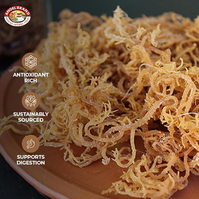 Angel Brand Irish Sea Moss 2 Lbs Pouch - Nutrient-Rich Sea Vegetable Harvested from Clean Ocean Waters - Irish Sea Moss Raw - Ideal for Smoothies & Soups
