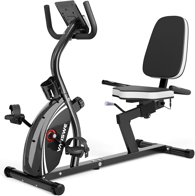 VANSWE Recumbent Exercise Bike for Adults Seniors - Recumbent Bikes for Home with Magnetic Resistance, Bluetooth and App Connectivity, Pulse Sensor