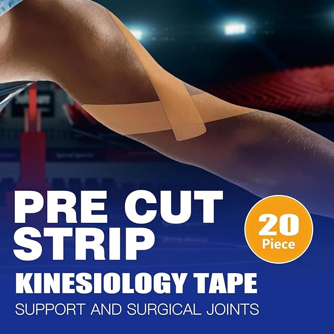 Kinesiology Tape Precut Strips, Athletic Tape 2 inch Wide, Waterproof Kinesiology Tape, Body Tape Kinesiology, Shoulder Tape, Kinetic Tape, Sports Tape Athletic Kinesiology Tape D20 Count