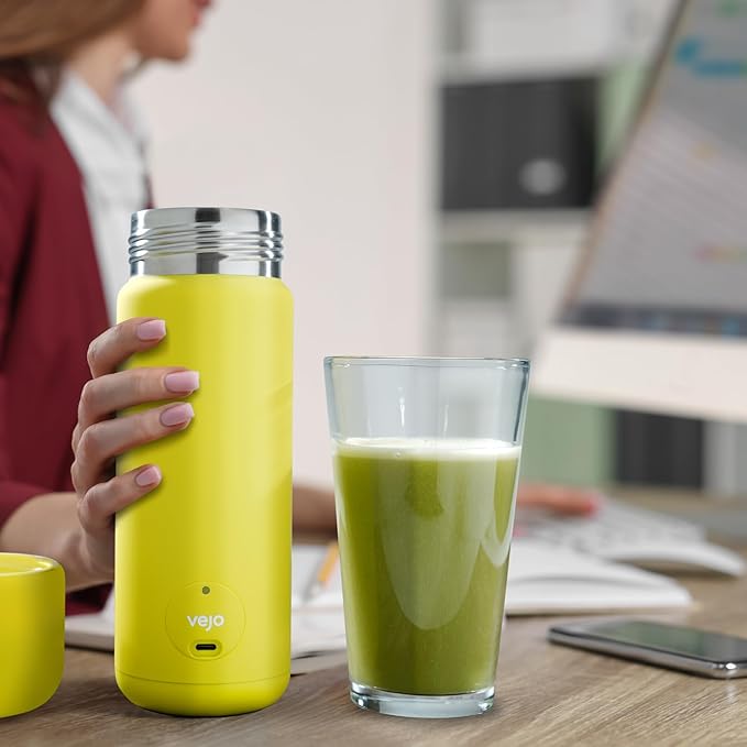 Vejo Personal Blender Powder-Powered Blending System | No Shaking | No Clumps | No Prep | Easy One-Button Design | USB Rechargeable Blender | Black