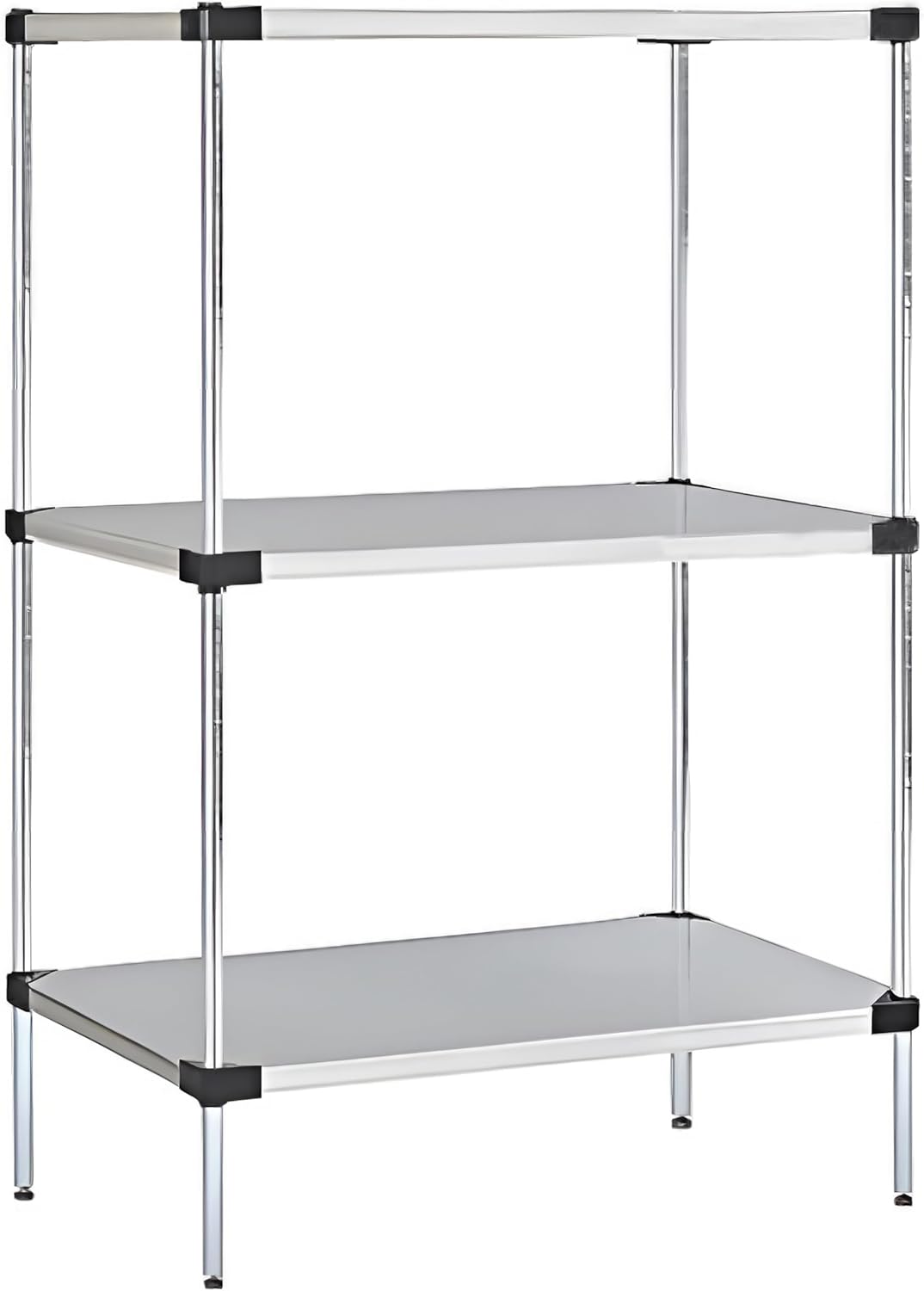 Omega Solid Stainless Steel Shelves, 24" Deep x 36" Wide x 34" High 3 Tier Heavy Duty Solid Shelving Unit for Kitchen Garage Office Restaurant Warehouse 800-lb Per Shelf Weight Capacity