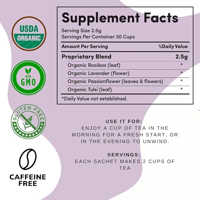 AutoimmuniTea – AIP Stress Relief, Bedtime Blend for Restful Sleep, Calming Tea for Stress, Lavender, Tulsi, Passion Flower Organic Blend - 15 Tea Bags (30 Cups)