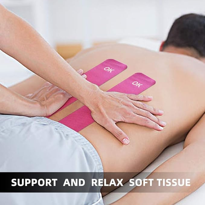 OK TAPE Kinesiology Tape 10 inches Precut, 20 Strips, Cotton Elastic Athletic Tape Latex Free, 2in x 16ft, Navy Blue