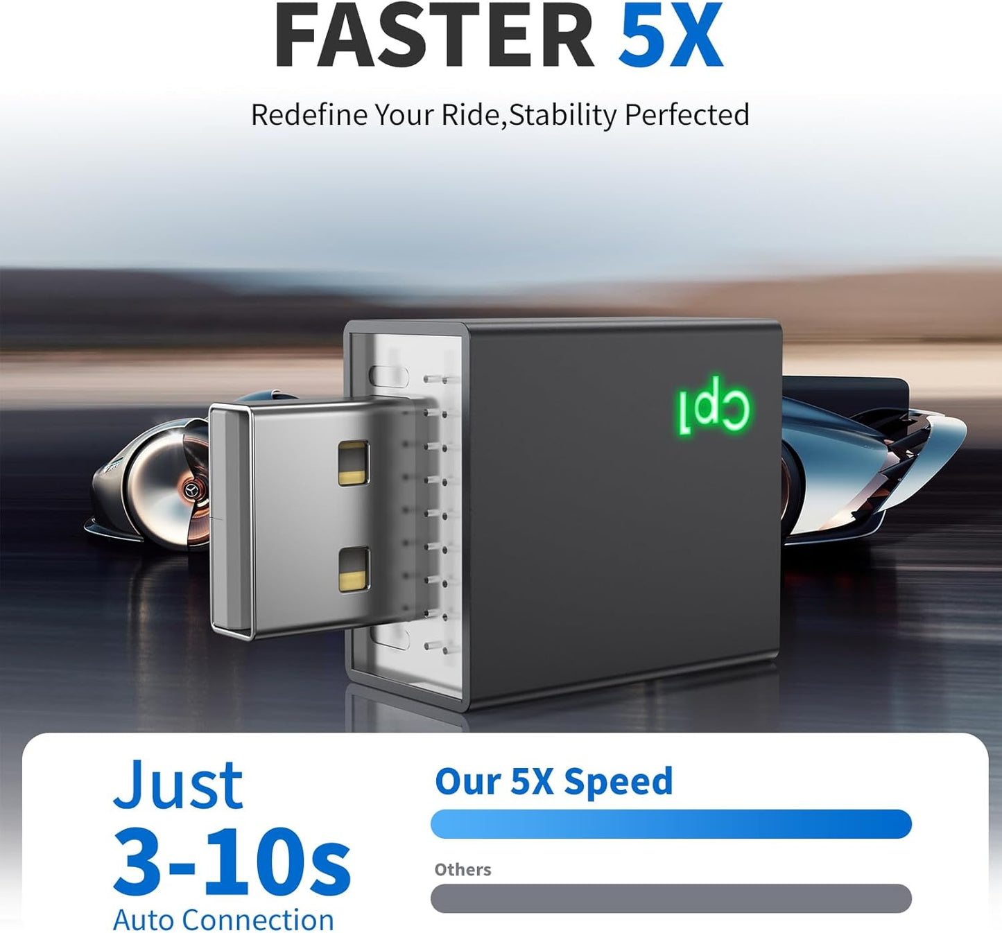 Wireless CarPlay Adapter for iPhone 2025 Upgrade,Ultra-Low Lag,Stable Connection,Mini Bluetooth Apple Car Play Adapter for iOS 10+ and Car from 2016+,USB A